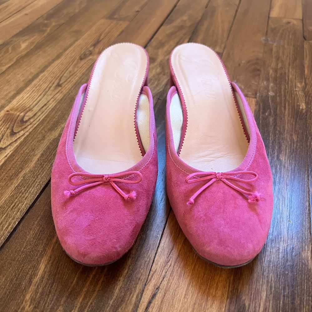 EUC J.Crew Pink Suede Mules - Size 9